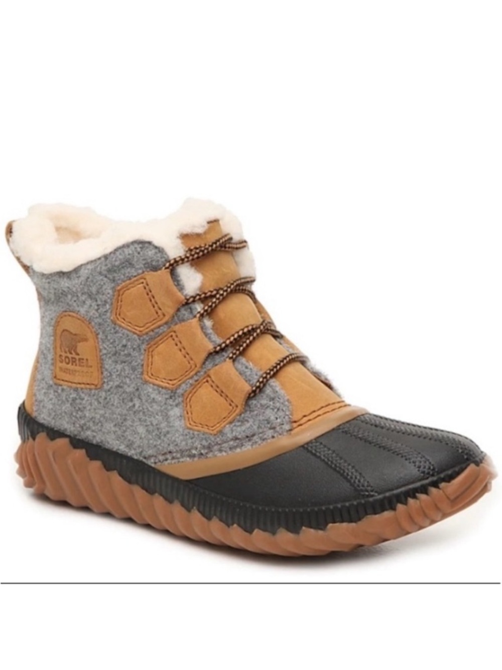 SOREL Out N About Plus Weatherproof Rain Boots in Quarry Grey Black Tan Size 7.5